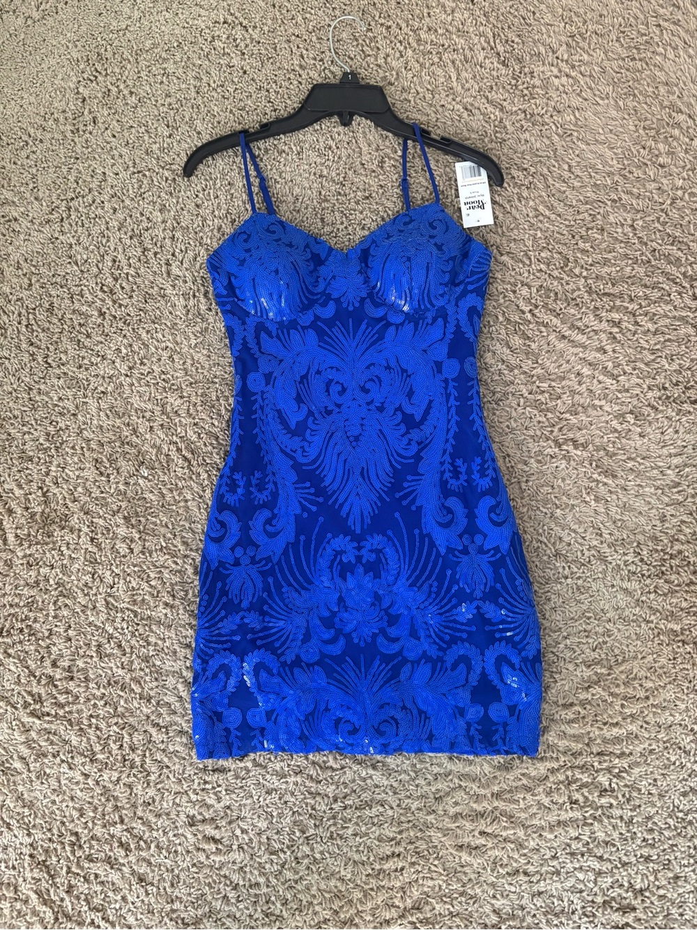 Blue Sequin Dress with Pattern